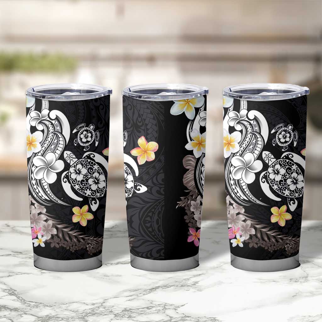 Hawaiian Tropical Plumeria Turtles Tumbler Cup Polynesian Art Tattoo
