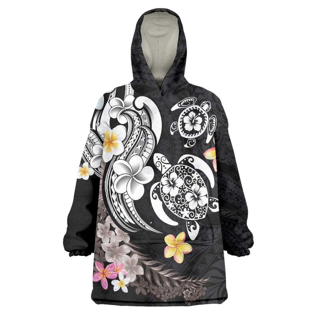 Hawaiian Tropical Plumeria Turtles Wearable Blanket Hoodie Polynesian Art Tattoo LT03 One Size - Polynesian Pride