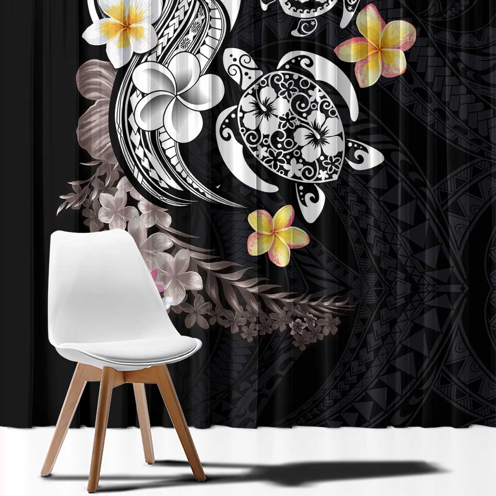 Hawaiian Tropical Plumeria Turtles Window Curtain Polynesian Art Tattoo