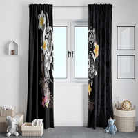 Hawaiian Tropical Plumeria Turtles Window Curtain Polynesian Art Tattoo