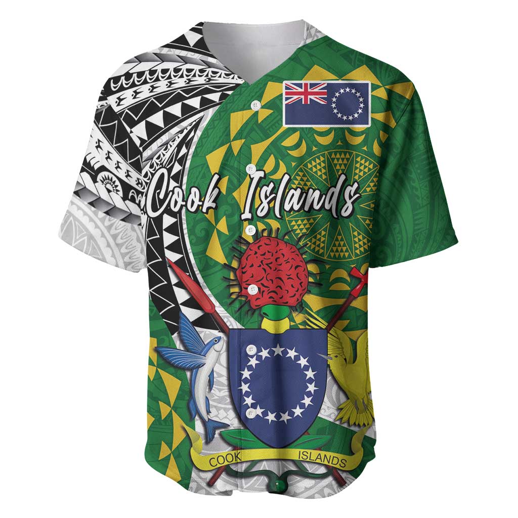 Cook Islands Independence Day Baseball Jersey National Flag and Emblem with Tatau Tattoo