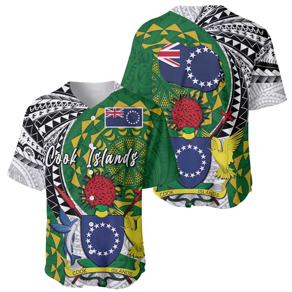 Cook Islands Independence Day Baseball Jersey National Flag and Emblem with Tatau Tattoo