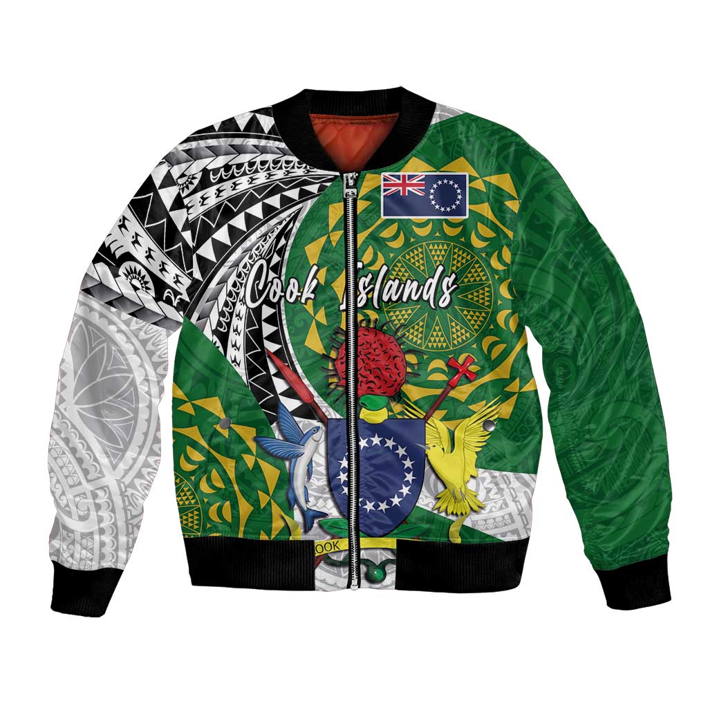 Cook Islands Independence Day Bomber Jacket National Flag and Emblem with Tatau Tattoo