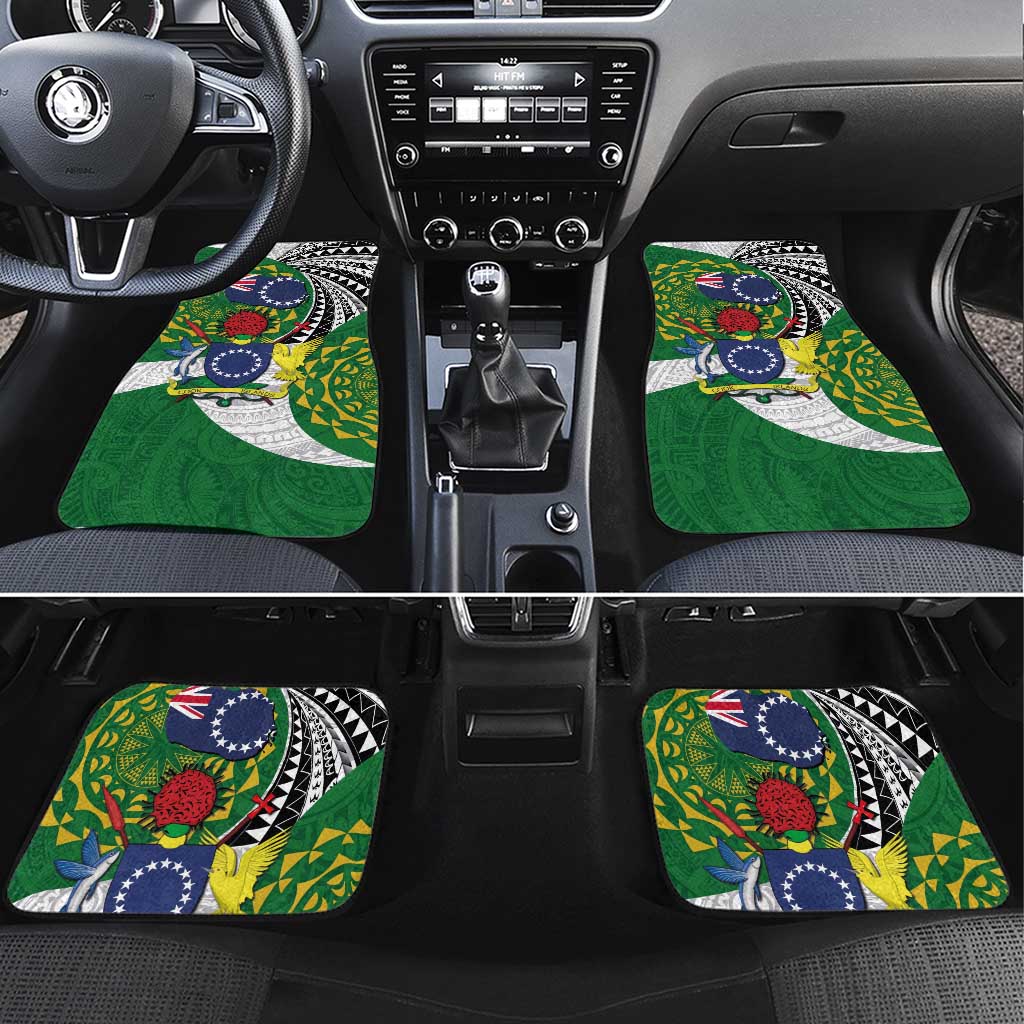 Cook Islands Independence Day Car Mats National Flag and Emblem with Tatau Tattoo LT03 Set 4pcs - Polynesian Pride