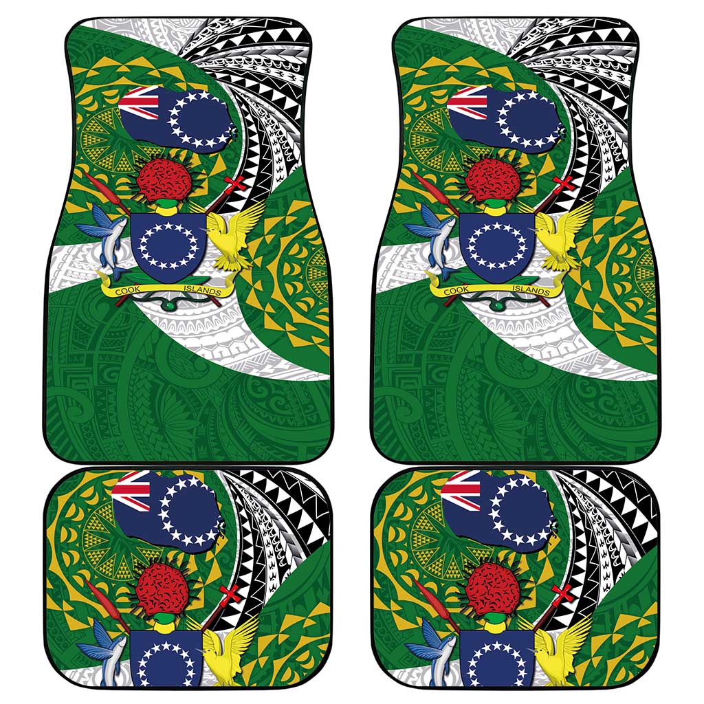 Cook Islands Independence Day Car Mats National Flag and Emblem with Tatau Tattoo LT03 - Polynesian Pride