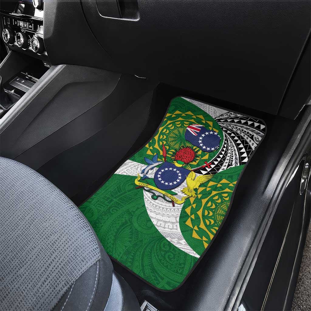 Cook Islands Independence Day Car Mats National Flag and Emblem with Tatau Tattoo LT03 - Polynesian Pride