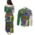 Cook Islands Independence Day Couples Matching Puletasi and Long Sleeve Button Shirt National Flag and Emblem with Tatau Tattoo