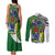 Cook Islands Independence Day Couples Matching Tank Maxi Dress and Long Sleeve Button Shirt National Flag and Emblem with Tatau Tattoo