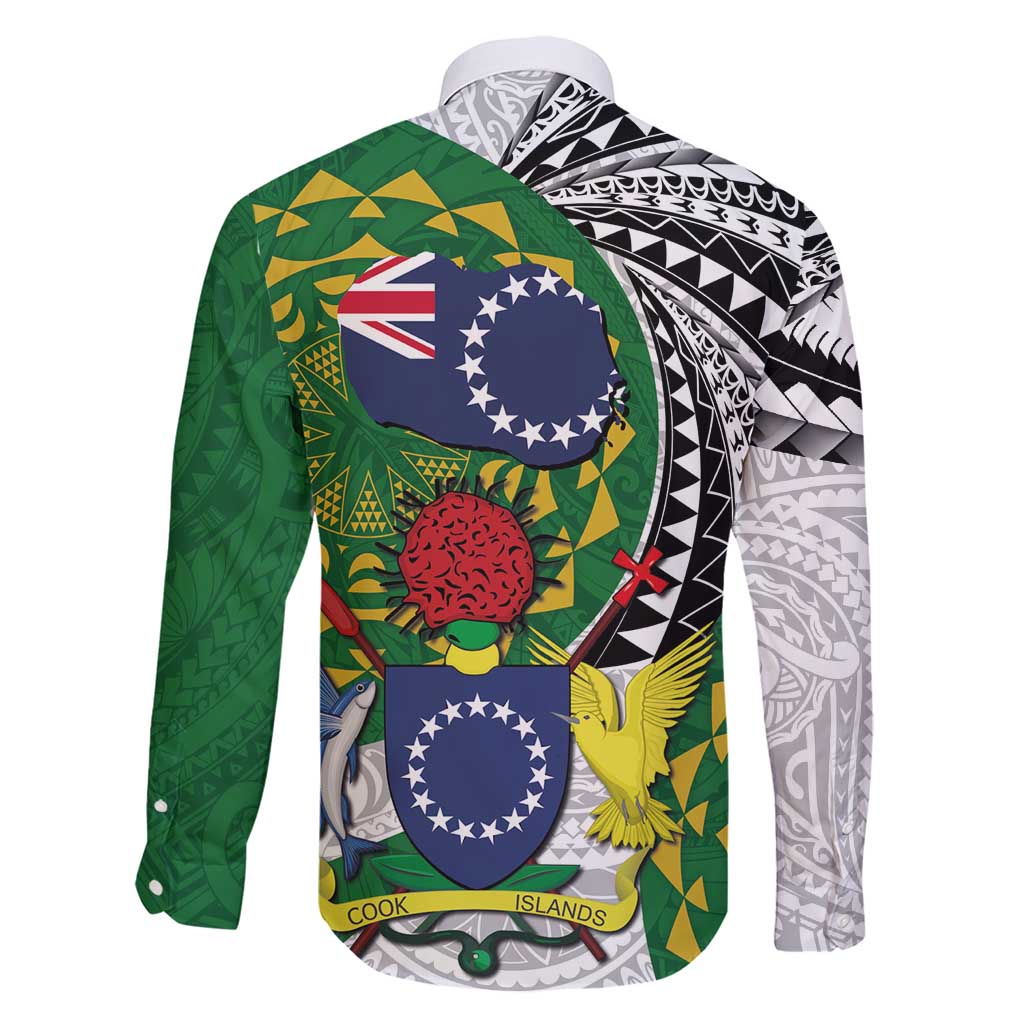 Cook Islands Independence Day Family Matching Short Sleeve Bodycon Dress and Hawaiian Shirt National Flag and Emblem with Tatau Tattoo