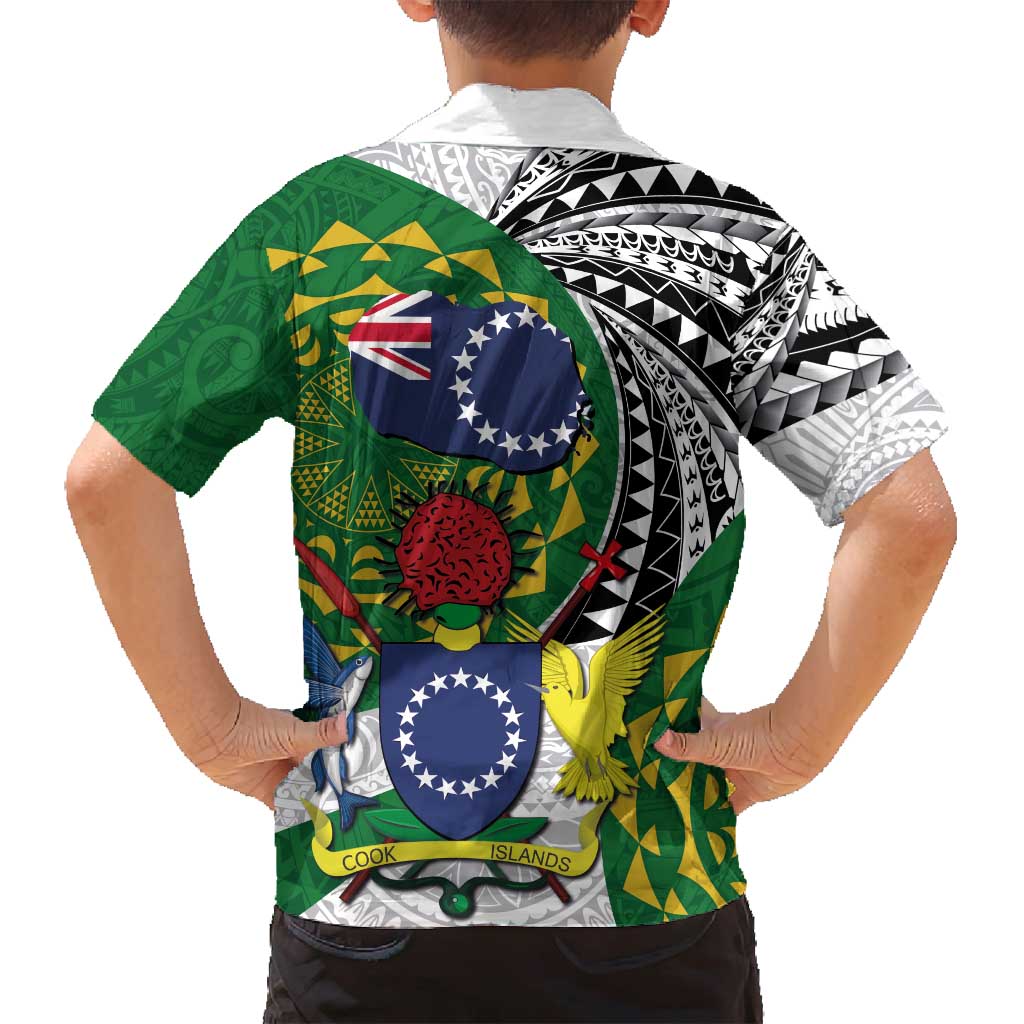 Cook Islands Independence Day Family Matching Tank Maxi Dress and Hawaiian Shirt National Flag and Emblem with Tatau Tattoo