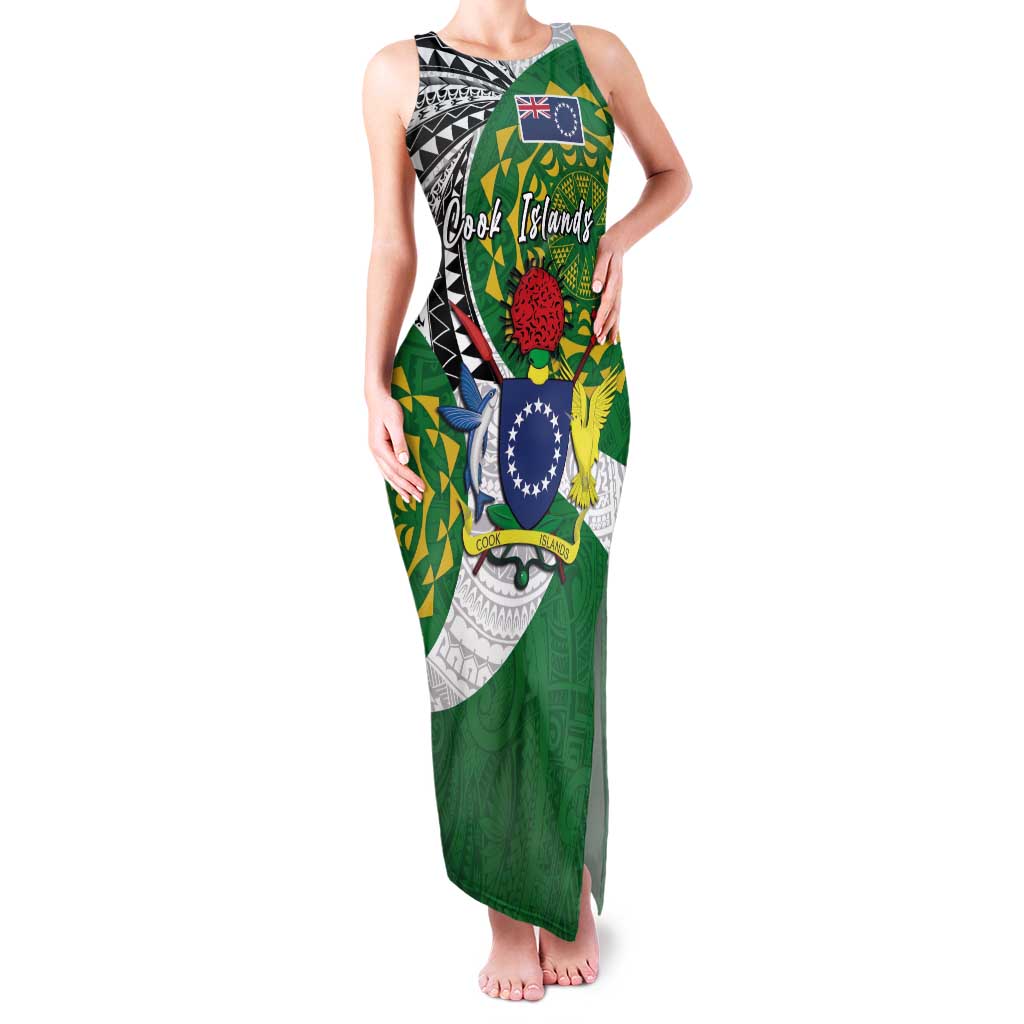 Cook Islands Independence Day Family Matching Tank Maxi Dress and Hawaiian Shirt National Flag and Emblem with Tatau Tattoo