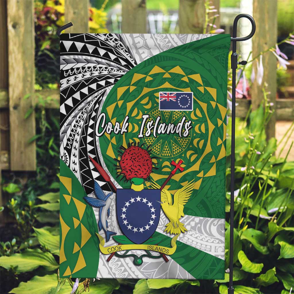 Cook Islands Independence Day Garden Flag National Flag and Emblem with Tatau Tattoo