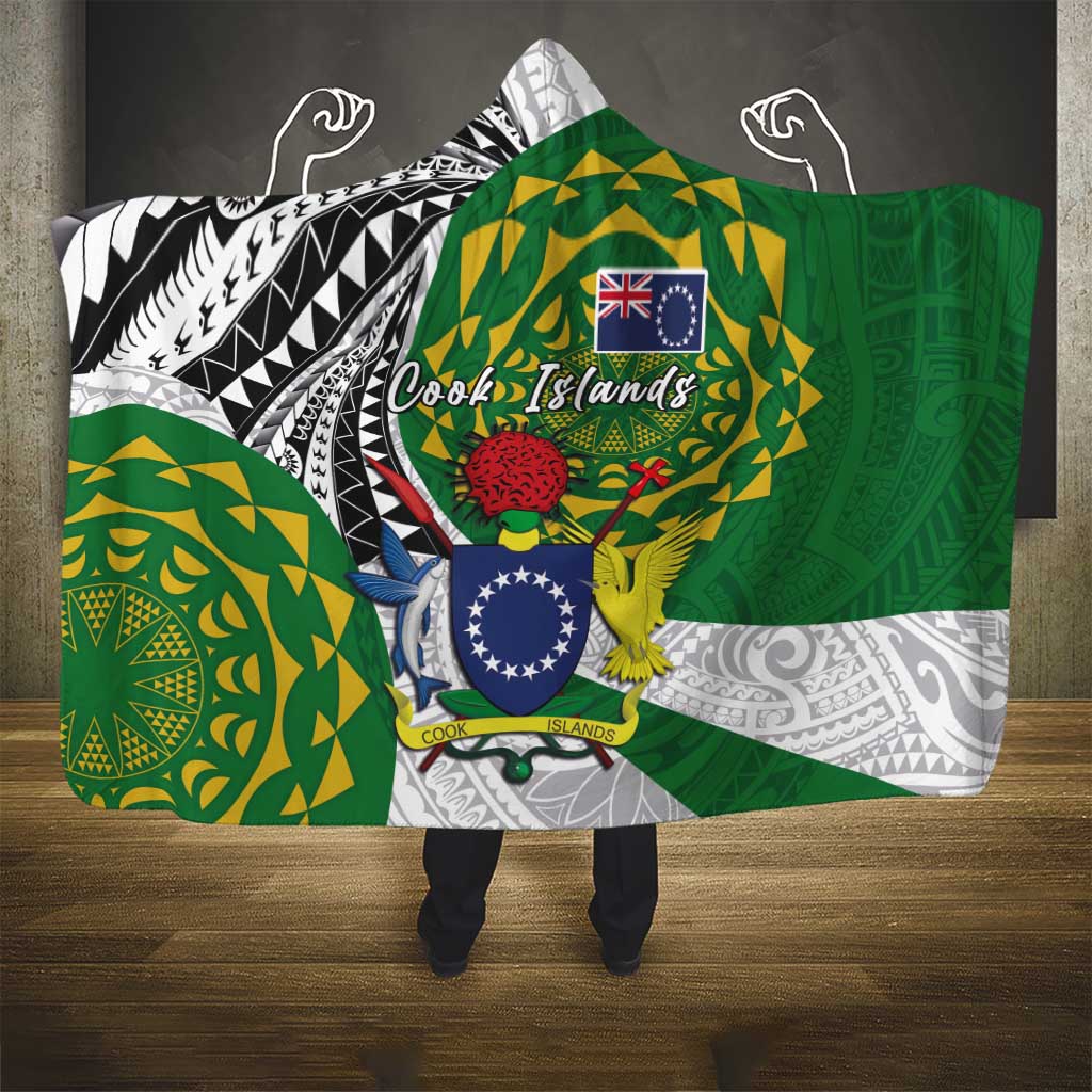 Cook Islands Independence Day Hooded Blanket National Flag and Emblem with Tatau Tattoo LT03 - Polynesian Pride