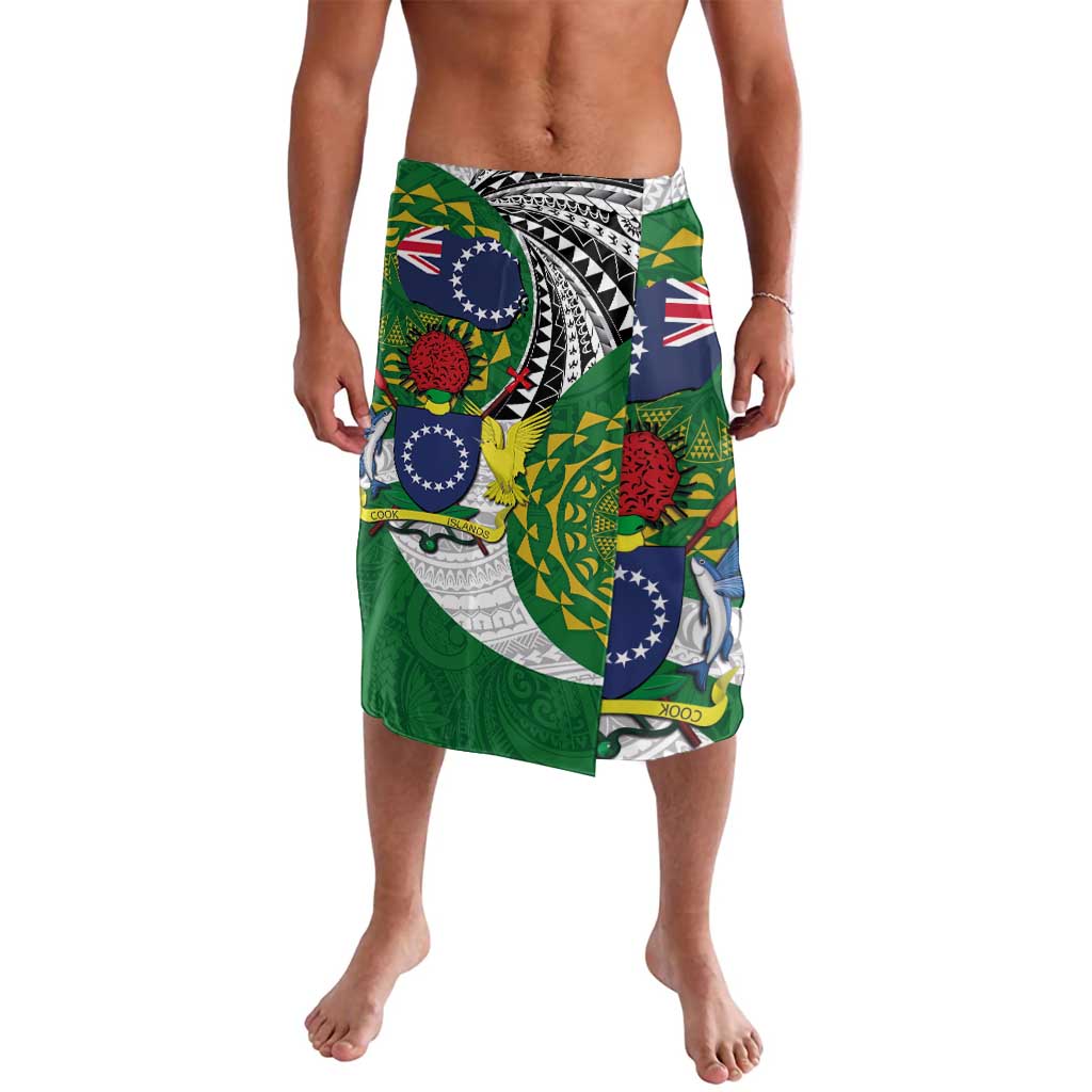 Cook Islands Independence Day Lavalava National Flag and Emblem with Tatau Tattoo