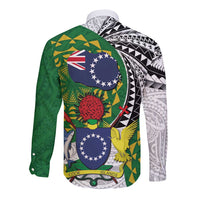 Cook Islands Independence Day Long Sleeve Button Shirt National Flag and Emblem with Tatau Tattoo LT03 - Polynesian Pride