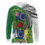 Cook Islands Independence Day Long Sleeve Polo Shirt National Flag and Emblem with Tatau Tattoo