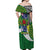 Cook Islands Independence Day Off Shoulder Maxi Dress National Flag and Emblem with Tatau Tattoo