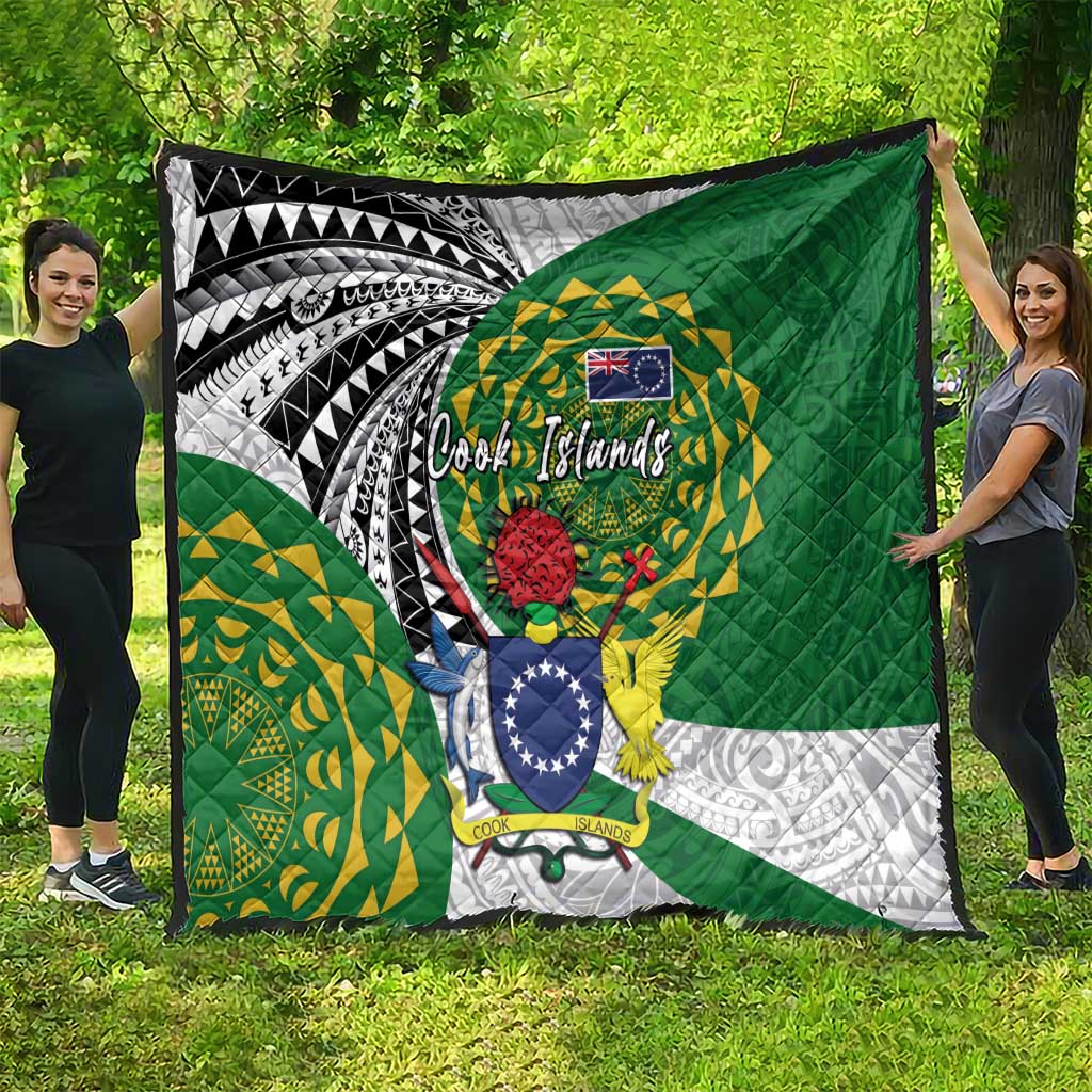 Cook Islands Independence Day Quilt National Flag and Emblem with Tatau Tattoo