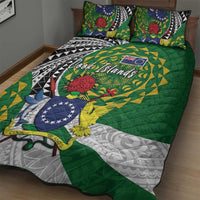 Cook Islands Independence Day Quilt Bed Set National Flag and Emblem with Tatau Tattoo