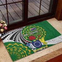 Cook Islands Independence Day Rubber Doormat National Flag and Emblem with Tatau Tattoo LT03 - Polynesian Pride