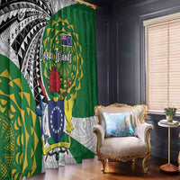 Cook Islands Independence Day Window Curtain National Flag and Emblem with Tatau Tattoo