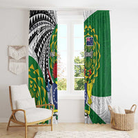 Cook Islands Independence Day Window Curtain National Flag and Emblem with Tatau Tattoo