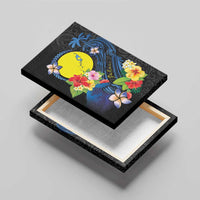 Palau Independence Day Canvas Wall Art Melanesian Tattoo with Hibiscus