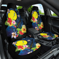 Palau Independence Day Car Seat Cover Melanesian Tattoo with Hibiscus