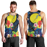 Palau Independence Day Men Tank Top Melanesian Tattoo with Hibiscus