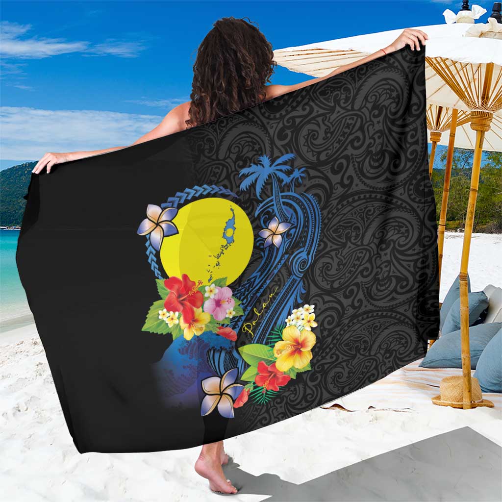 Palau Independence Day Sarong Melanesian Tattoo with Hibiscus