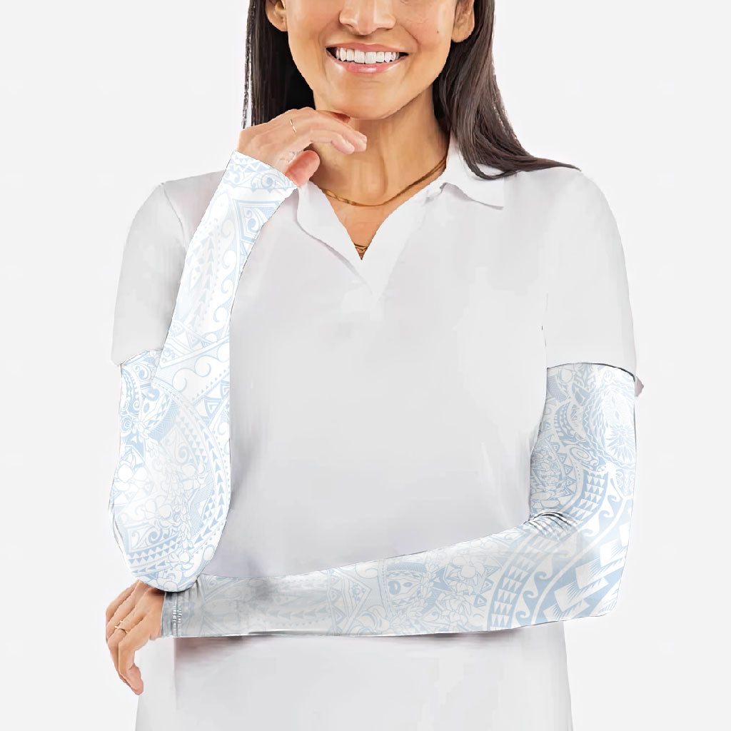 Hawaiian Turtles and Leis Arm Sleeves Tribal Kakau Pattern Airy White Blue Cloud Vibe