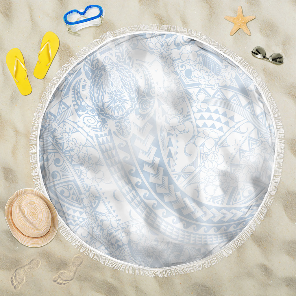 Hawaiian Turtles and Leis Beach Blanket Tribal Kakau Pattern Airy White Blue Cloud Vibe