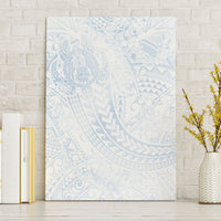Hawaiian Turtles and Leis Canvas Wall Art Tribal Kakau Pattern Airy White Blue Cloud Vibe