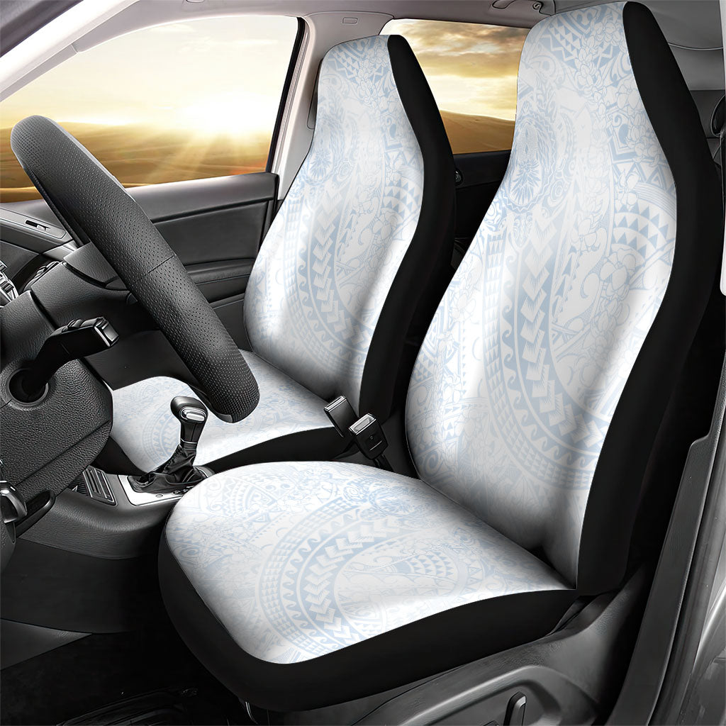 Hawaiian Turtles and Leis Car Seat Cover Tribal Kakau Pattern Airy White Blue Cloud Vibe