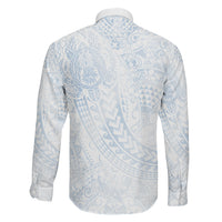 Hawaiian Turtles and Leis Family Matching Puletasi and Hawaiian Shirt Tribal Kakau Pattern Airy White Blue Cloud Vibe