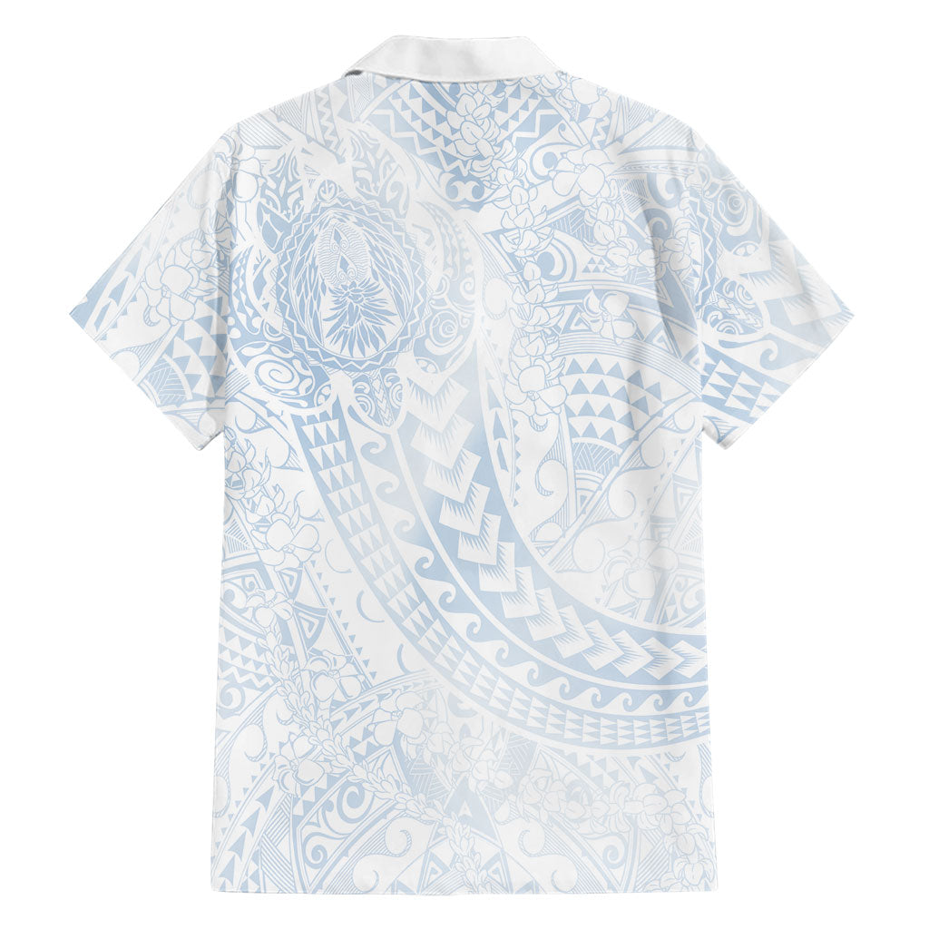 Hawaiian Turtles and Leis Hawaiian Shirt Tribal Kakau Pattern Airy White Blue Cloud Vibe