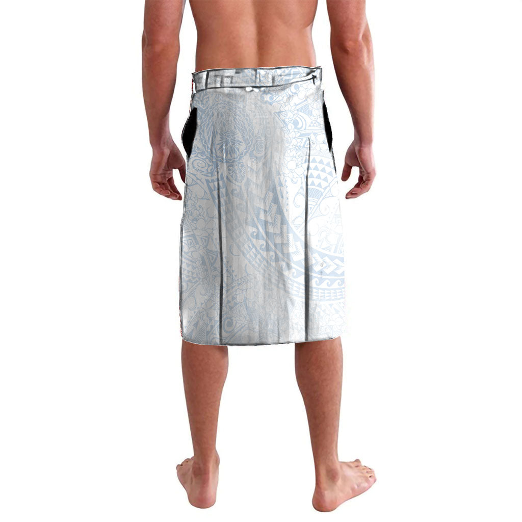 Hawaiian Turtles and Leis Lavalava Tribal Kakau Pattern Airy White Blue Cloud Vibe