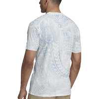 Hawaiian Turtles and Leis Rugby Jersey Tribal Kakau Pattern Airy White Blue Cloud Vibe