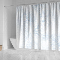 Hawaiian Turtles and Leis Shower Curtain Tribal Kakau Pattern Airy White Blue Cloud Vibe