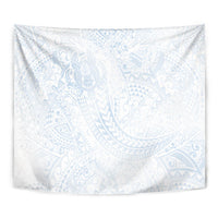 Hawaiian Turtles and Leis Tapestry Tribal Kakau Pattern Airy White Blue Cloud Vibe