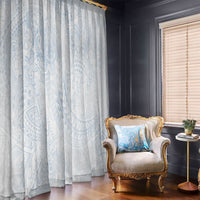 Hawaiian Turtles and Leis Window Curtain Tribal Kakau Pattern Airy White Blue Cloud Vibe