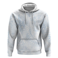 Hawaiian Turtles and Leis Zip Hoodie Tribal Kakau Pattern Airy White Blue Cloud Vibe