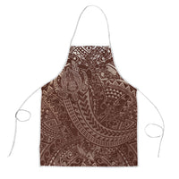 Hawaiian Turtles and Leis Apron Tribal Kakau Pattern Mocha Mousse Color