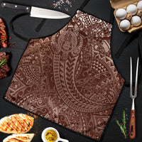 Hawaiian Turtles and Leis Apron Tribal Kakau Pattern Mocha Mousse Color