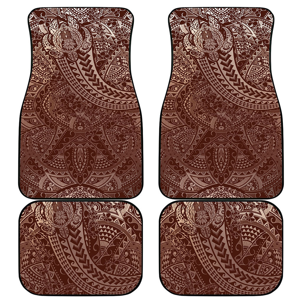 Hawaiian Turtles and Leis Car Mats Tribal Kakau Pattern Mocha Mousse Color