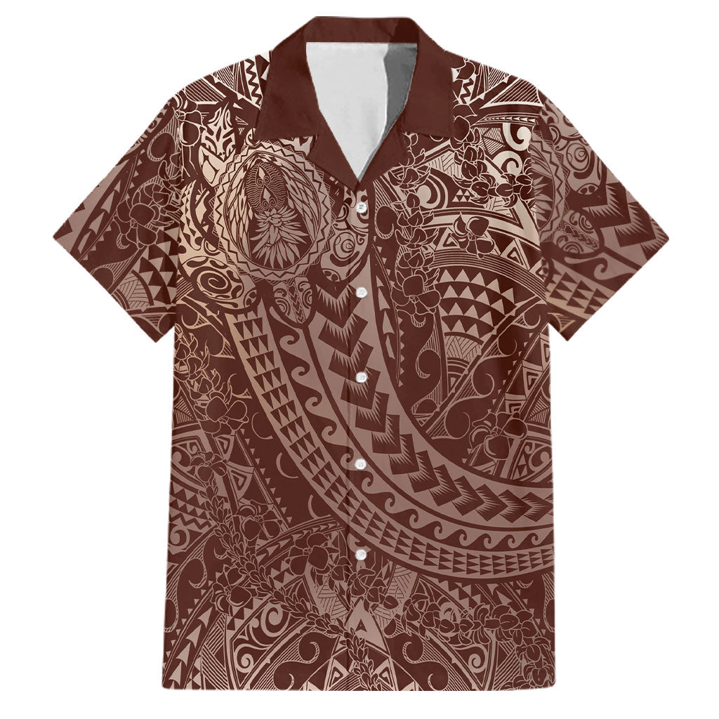Hawaiian Turtles and Leis Family Matching Mermaid Dress and Hawaiian Shirt Tribal Kakau Pattern Mocha Mousse Color