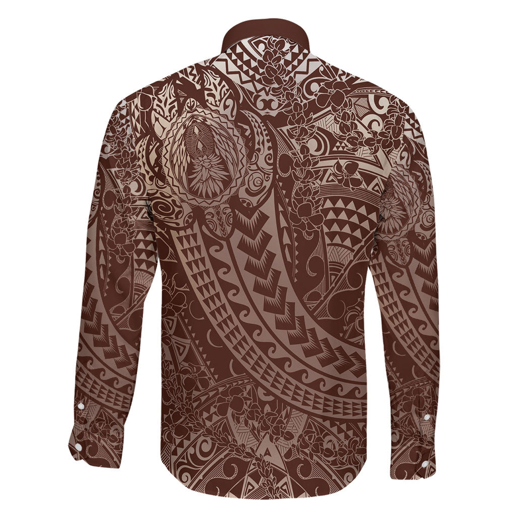 Hawaiian Turtles and Leis Family Matching Mermaid Dress and Hawaiian Shirt Tribal Kakau Pattern Mocha Mousse Color