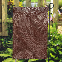 Hawaiian Turtles and Leis Garden Flag Tribal Kakau Pattern Mocha Mousse Color
