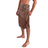 Hawaiian Turtles and Leis Lavalava Tribal Kakau Pattern Mocha Mousse Color