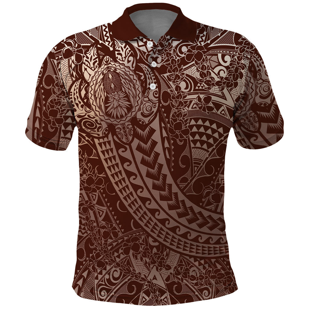 Hawaiian Turtles and Leis Polo Shirt Tribal Kakau Pattern Mocha Mousse Color